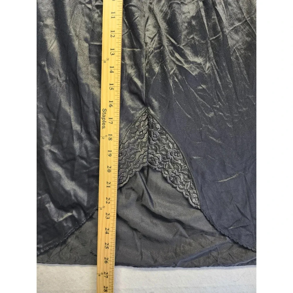 Vanity Fair Vintage Black Lace Trim Half Slip Skirt‎ Lingerie Style XL 30in